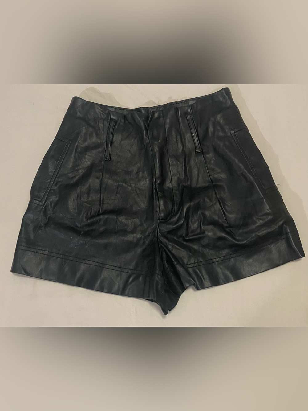 Zara Black Leather Bermuda Shorts